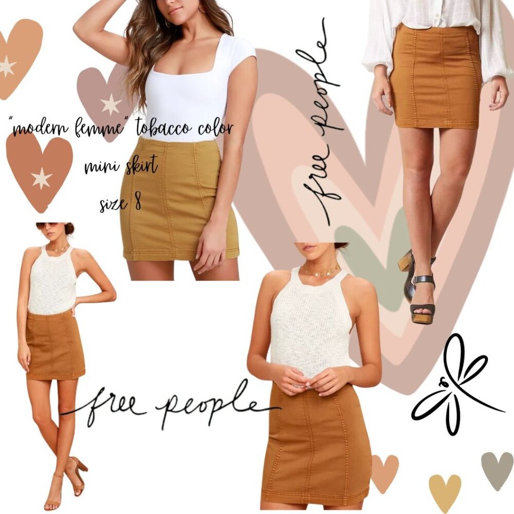 Free People Modern Femme tobacco colored mini skirt - size 8, new with tags!